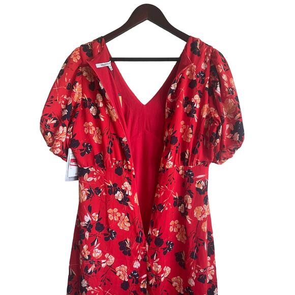 Collective Concepts Women Maxi Dress M Red Floral High‎ Waist Cottagecore Boho - Picture 4 of 13